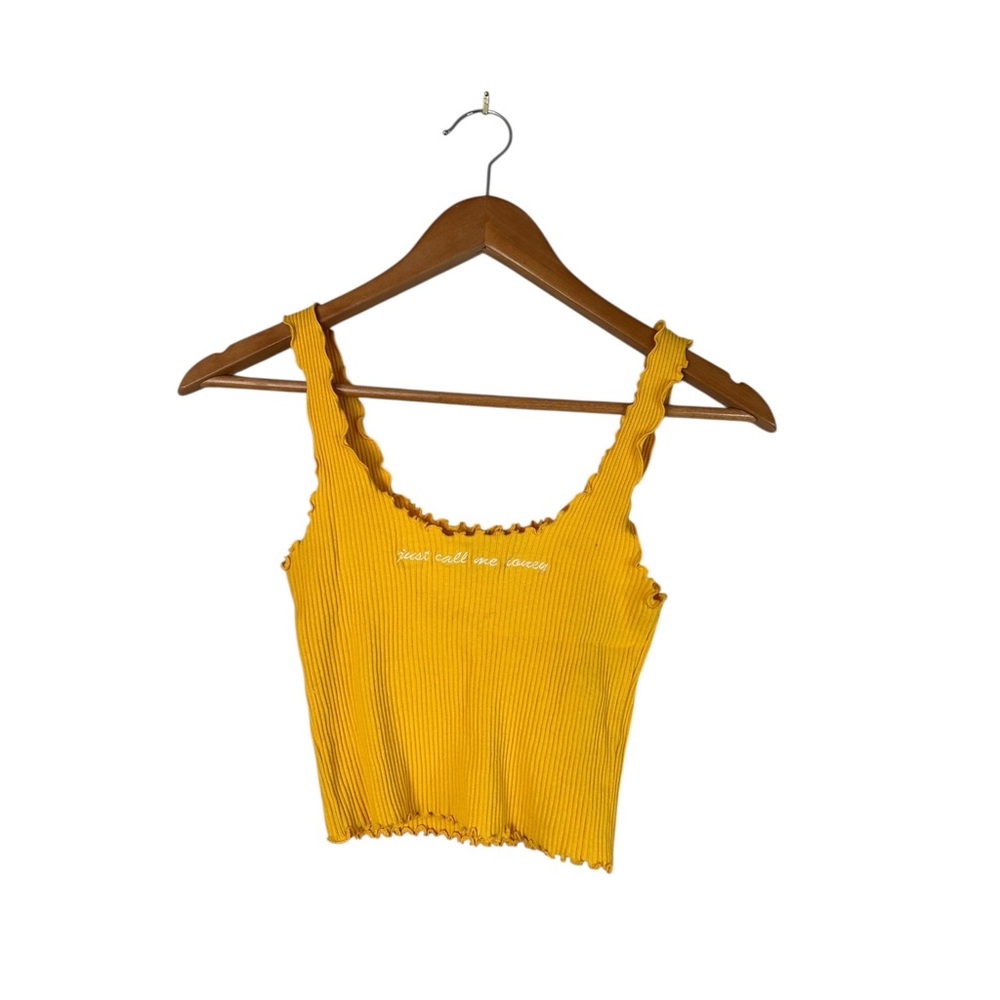 Cottagecore Beach Babe Forever 21 Yellow Ribbed Soft “Just Call Me Honey” Tank S